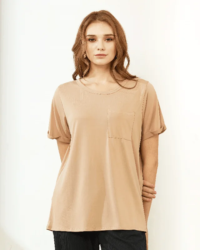 Cupro Modal Short Sleeve Top - Stone