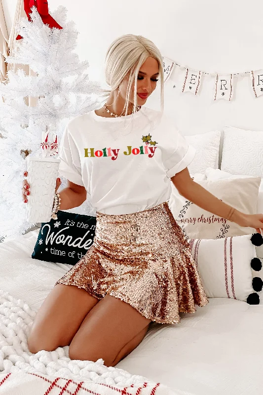 "Holly Jolly" Graphic T-Shirt (White) - Print On Demand