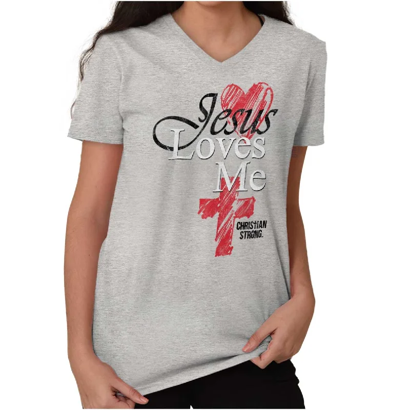 Jesus Loves Me V-Neck T Shirt