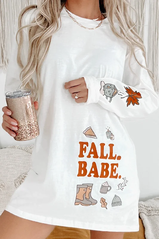 She's A Fall Babe Graphic Long Sleeve (White) - Print On Demand