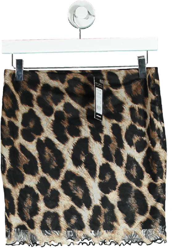 New Look Leopard Print Animal Mesh Mini Skirt UK 10