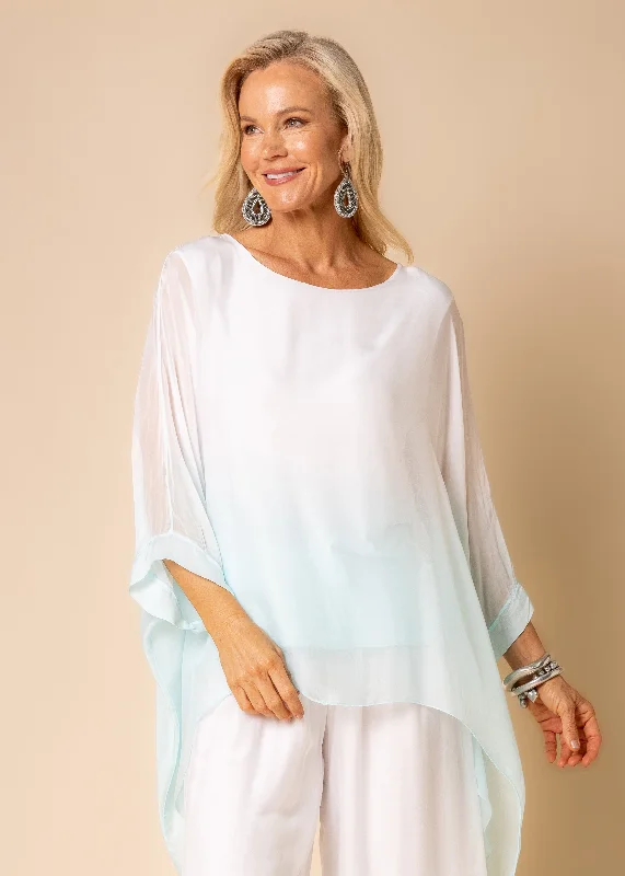 Adriene Silk Top in Aqua Mist