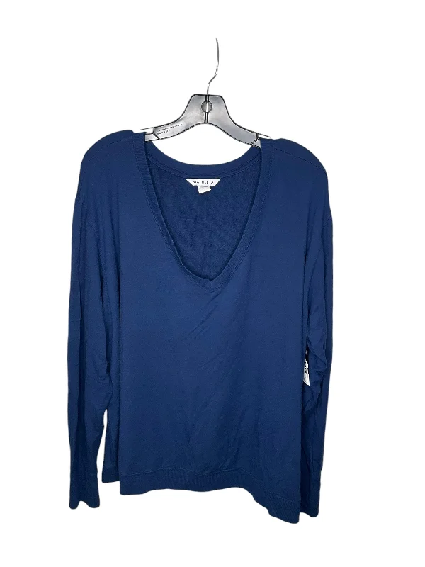 Athletic Top Long Sleeve Crewneck By Athleta In Blue, Size: 2x