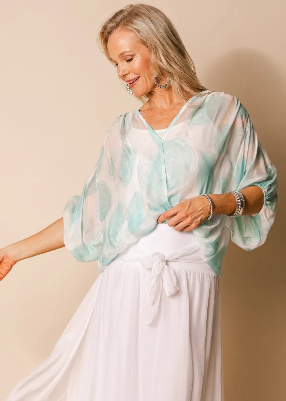 Attica Silk Top in Aqua Mist