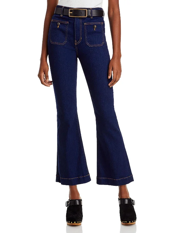 Carson Womens Denim Flare Ankle Jeans