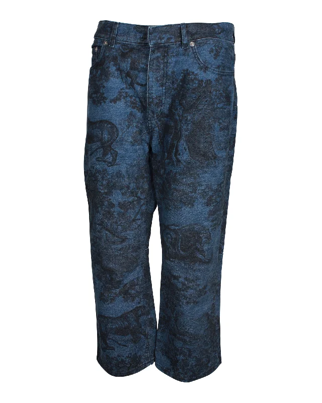 Dior Toile Print Wide-Leg Jeans in Blue Cotton