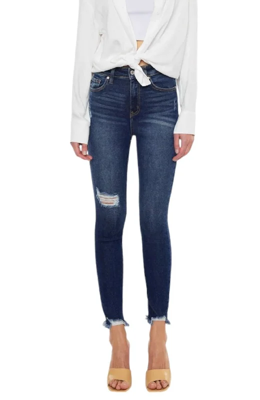 Gemma High Rise Ankle Skinny Jeans In Blue