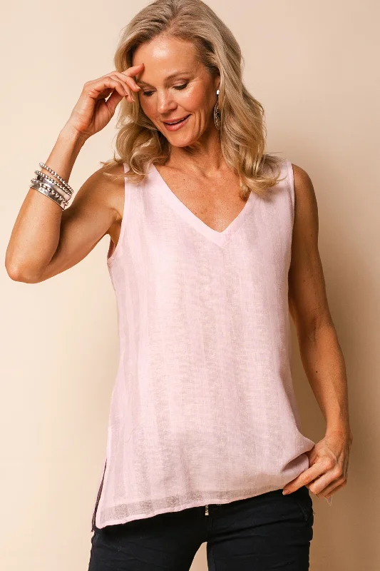 Lola Linen Top in Blush