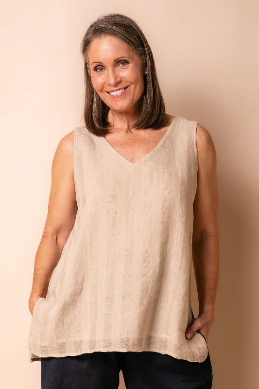 Lola Linen Top in Latte