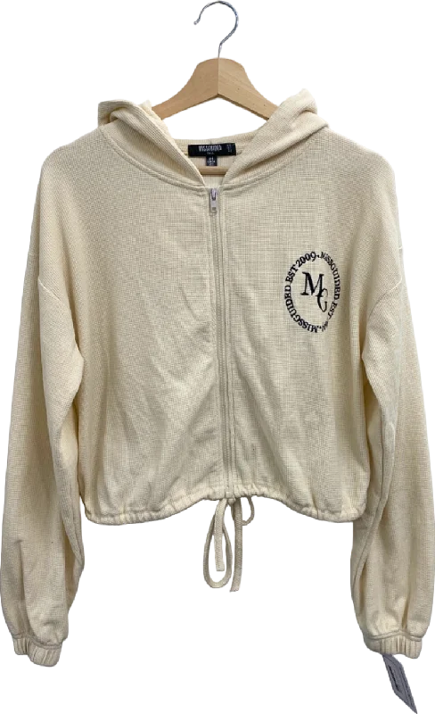 Missguided Cream Tall Waffle Textured Zip Hoodie UK 6