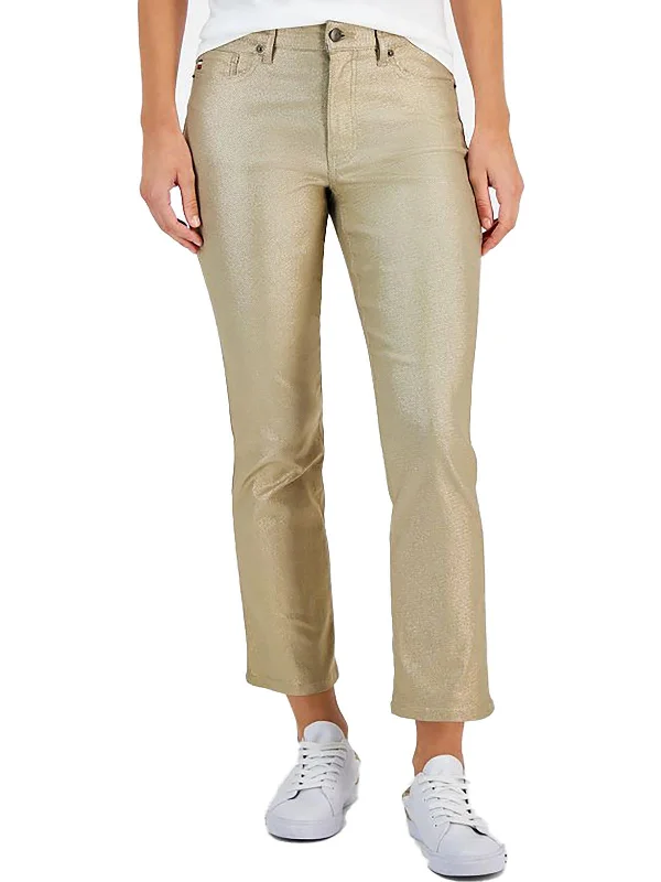 Plus Womens Metallic High Rise Skinny Jeans