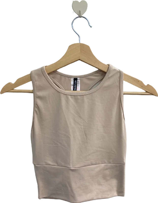 PrettyLittleThing Beige Racerback Crop Top Size 6