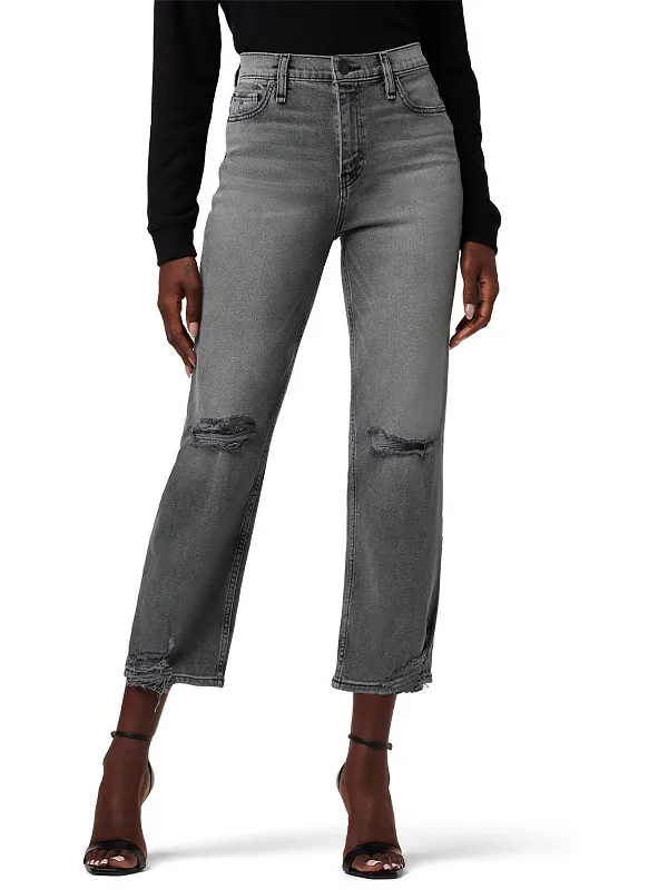 Remi Womens High-Rise Straight Leg Cropped Jeans