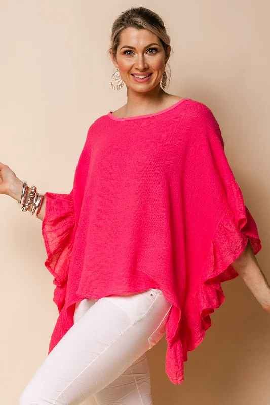 Ronny Linen Blend Top in Raspberry Sorbet