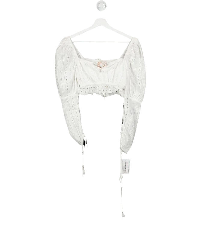 Sofia White Treasure Lace Crop Top UK 8