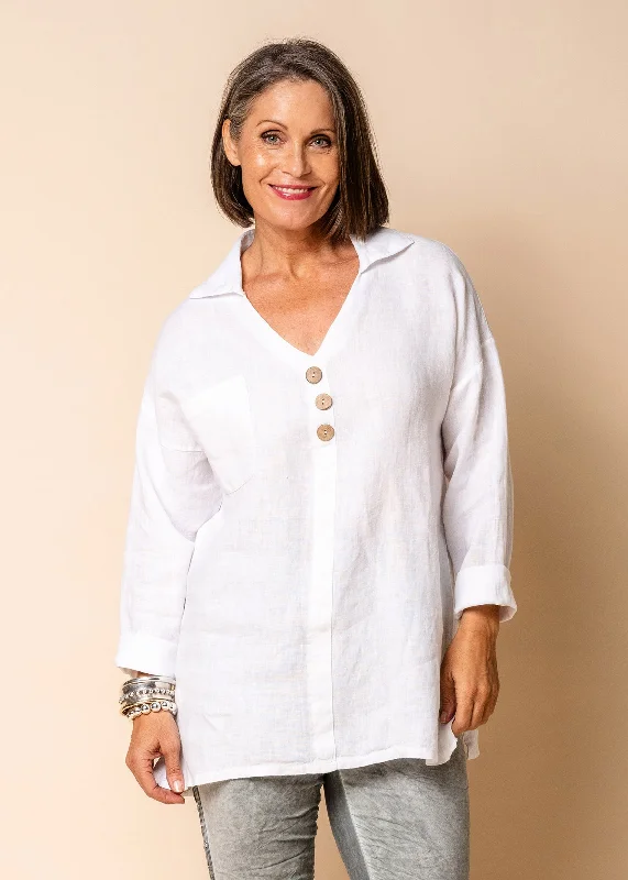 Tassie Linen Top in White