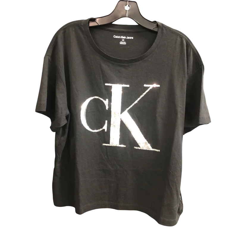 Top Short Sleeve By Calvin Klein In Black, Size: L