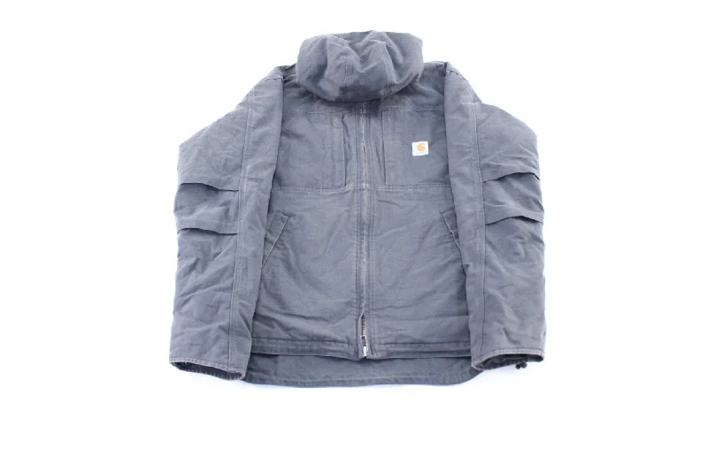 Carhartt Logo Patch Grey Full Swing Hooded Zip Up Jacket