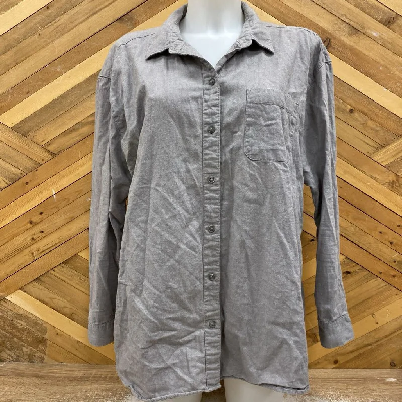 Eddie Bauer - Women's Flannel Shirt - MSRP $100: Grey-women-XL