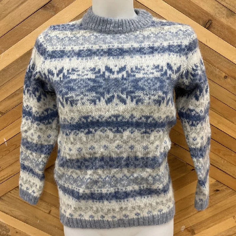 Freyja - Women's Wool Sweater - MSRP $249: Blue/White-women-SM