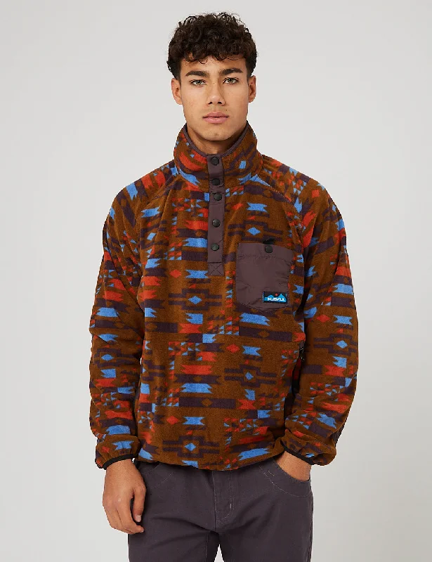 Kavu Teannaway Fleece Pullover Jacket - Cocoa Arcade Brown