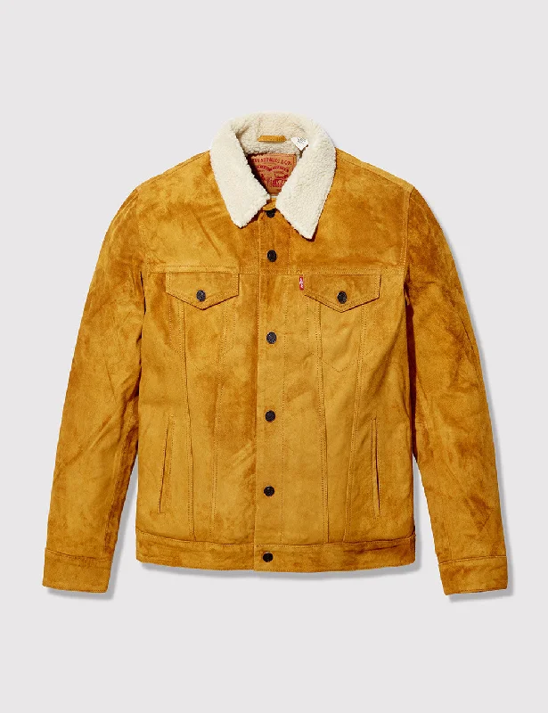 Levis Type 3 Sherpa Trucker Jacket (Suede) - Camel