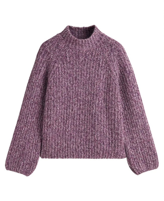 Multicolour Stand Collar Sweater - Pansy Purple