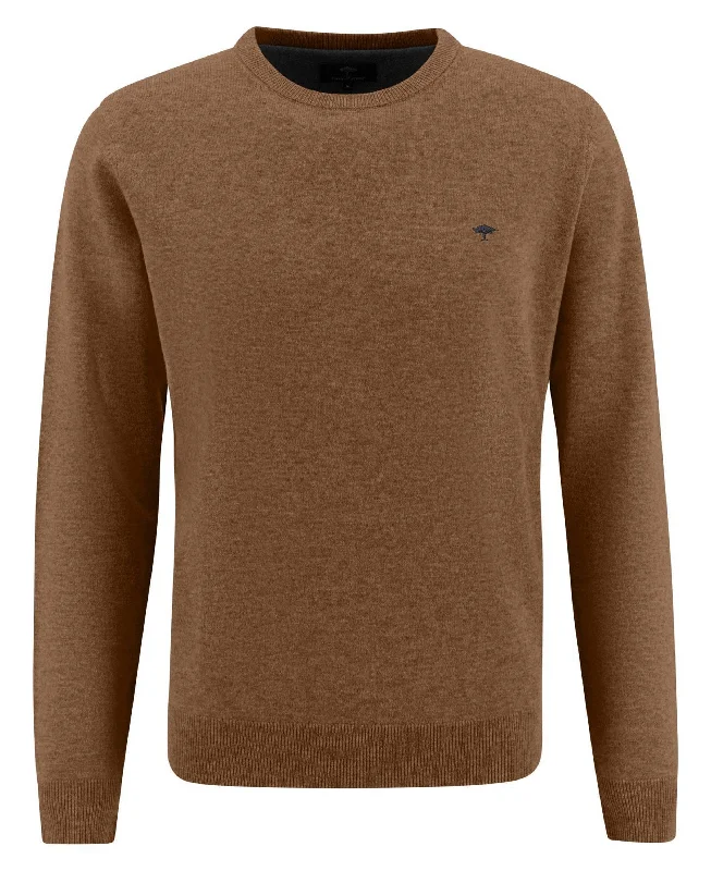 O-Neck Lambswool Jumper - Walnut Brown