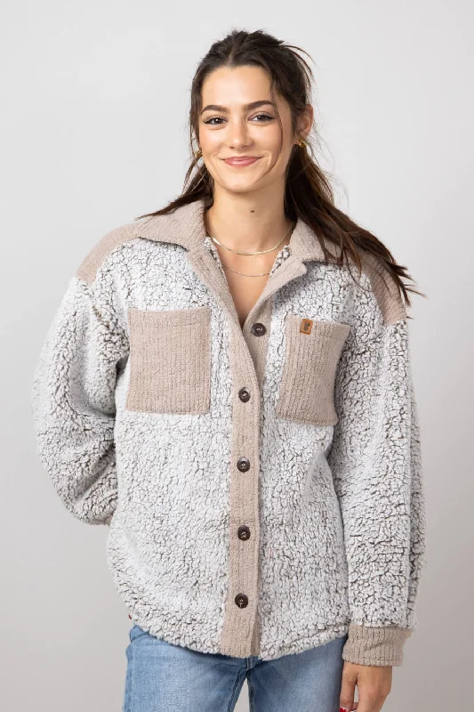 Simply Southern Soft Shacket for Women in Frost/Tan | PP-0224-SHKT-SFT-FROST