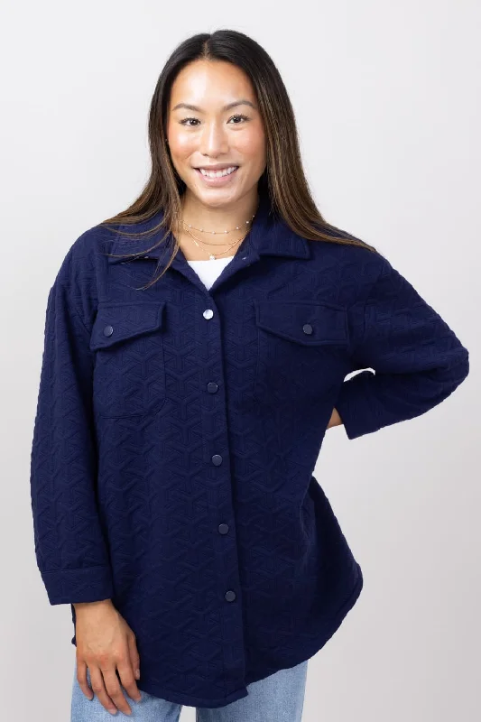 Simply Southern Quilted Shacket for Women in Navy | PP-0224-SHKT-QLTD-NAVY