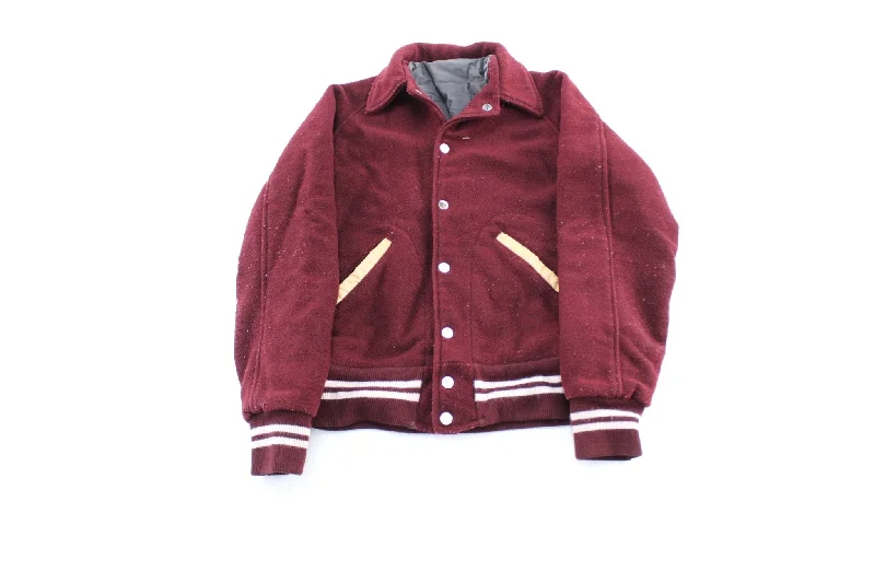 Vintage Gab Knit Burgundy & White Varsity Letterman Jacket