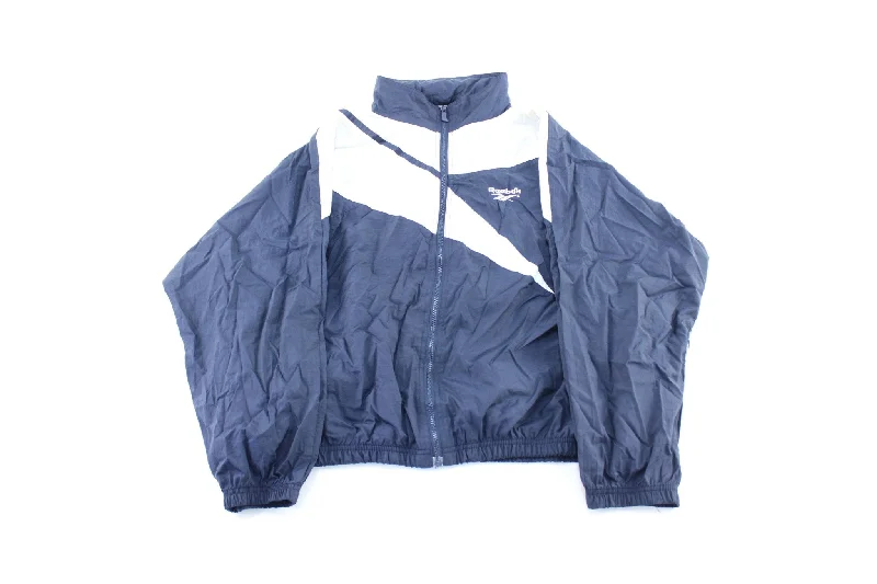 Vintage Reebok Embroidered Logo Navy Blue & White Windbreaker Jacket