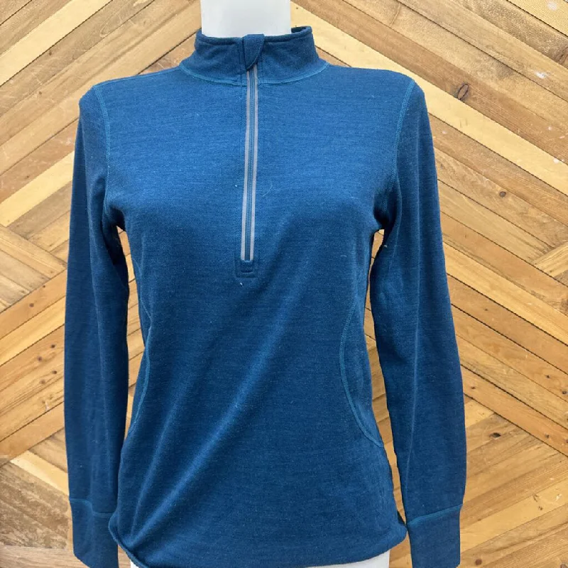 WindRiver - Women's T-Max 1/4-Zip Merino-Blend Baselayer Top - MSRP $53: Teal Blue-women-MD