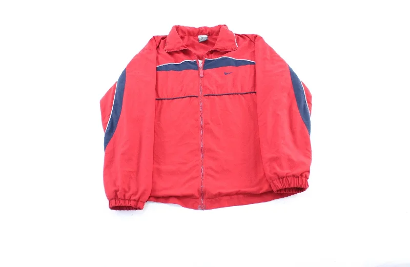 Women's Y2K Nike Embroidered Logo Red & Blue Zip Up Jacket