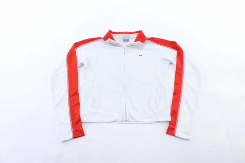 Women's Y2K Nike Embroidered Logo Red & White Zip Up Jacket