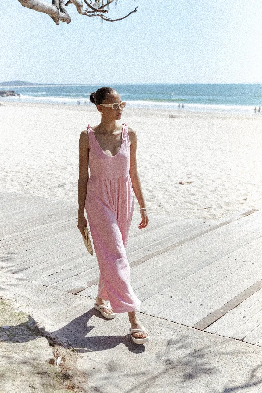 Ayla Linen Jumpsuit - Pale Pink