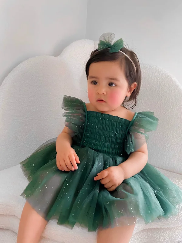 Lotus Green Sparkle Baby Christmas Dress