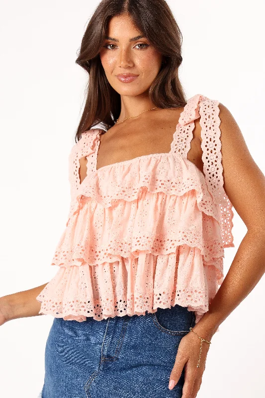 Tanya Lace Top - Light Pink