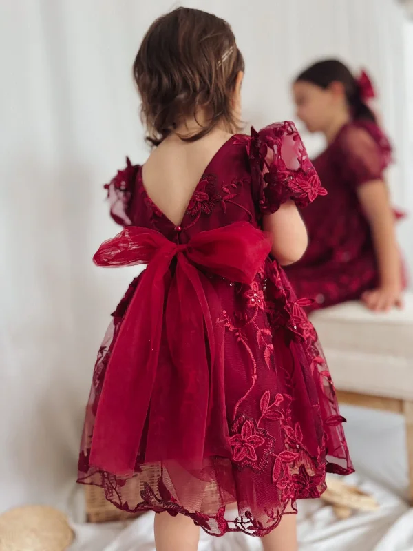 Vienna Girls Burgundy Christmas Dress