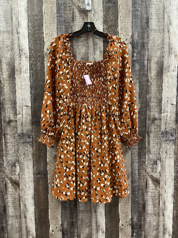 Animal Print Dress Casual Midi Cme, Size M