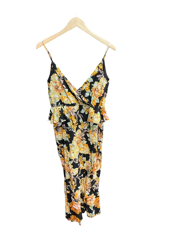 Floral Print Dress Casual Midi Bardot, Size S