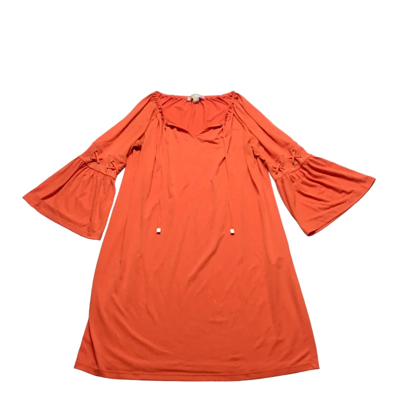 Orange Dress Casual Midi Michael By Michael Kors, Size M