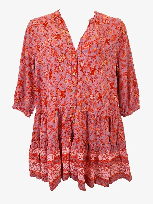 Iris Maxi Boho Smock Tiered Mini Dress Size 16