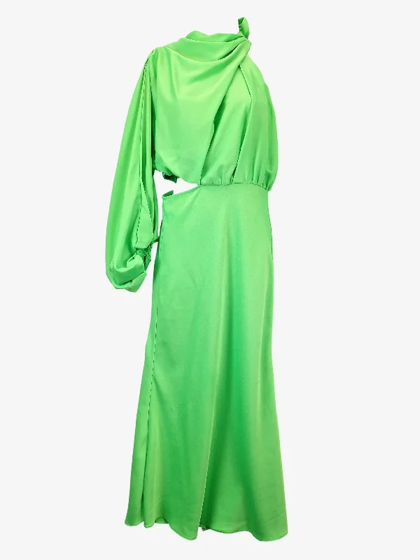 Sheike Asymmetric Draped Fluorescent Maxi Dress Size 8