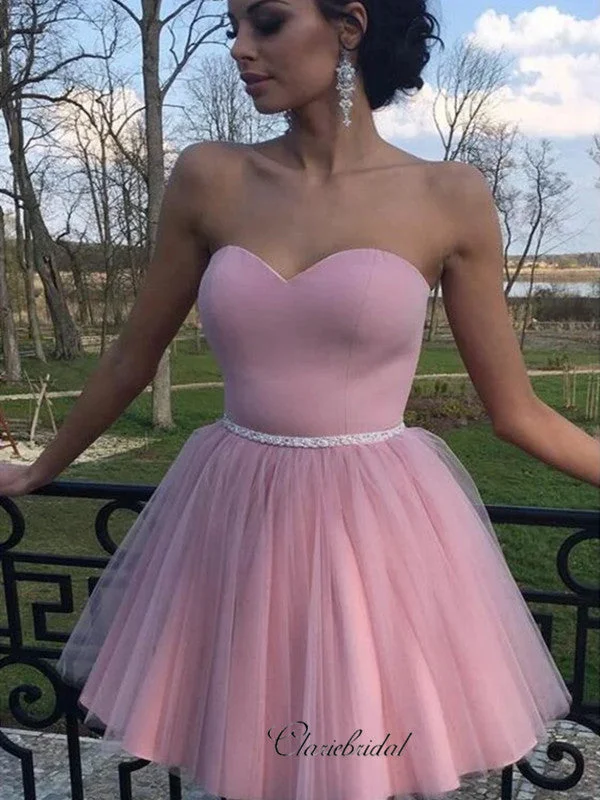 Strapless Tulle Homecoming Dresses, Home Party Short Prom Dresses