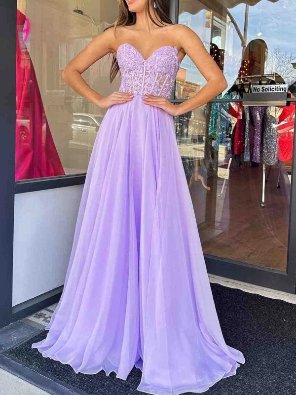 Sweetheart Lace Long Prom Dresses, Newest 2023 A-line Prom Dresses, Girl Graduation Party Dresses