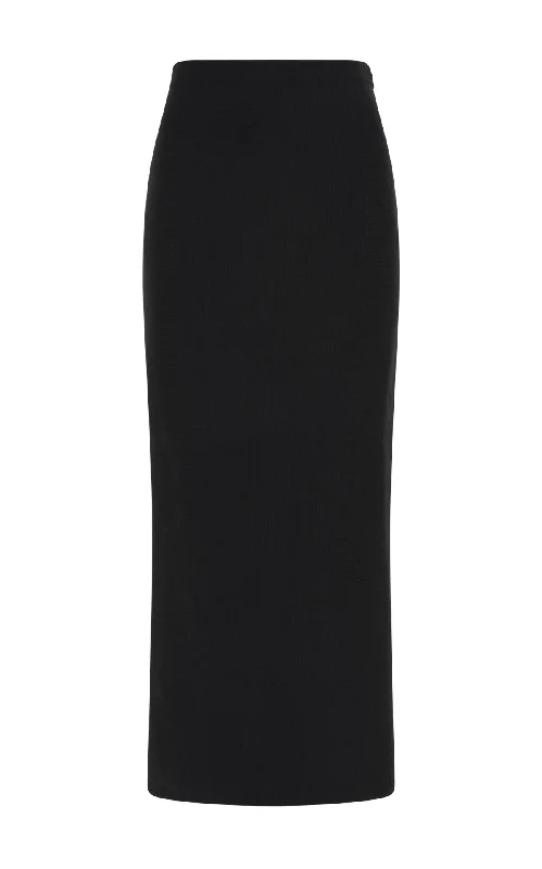 Circe Knit Maxi Skirt in Black Merino Wool Cashmere