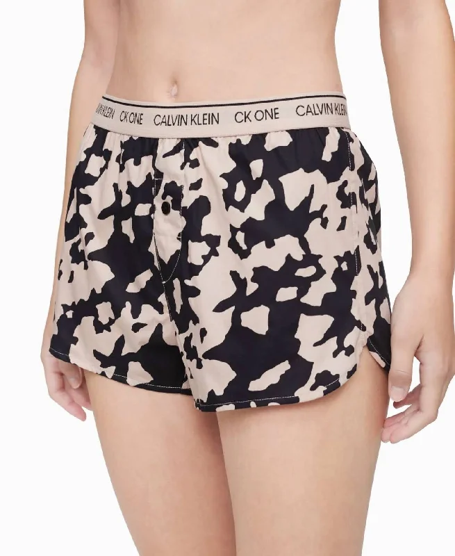 Cotton Sleep Short In Cutout Print/charming Khaki