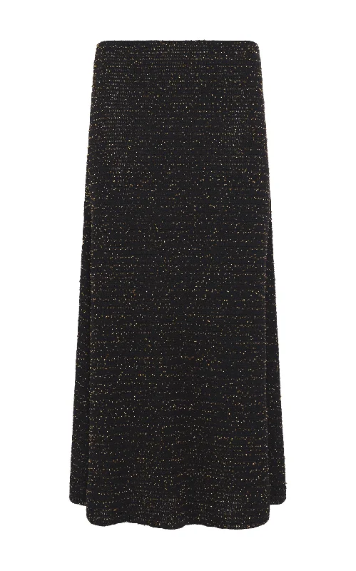 Pan Knit Maxi Skirt in Black & Gold Beaded Cashmere