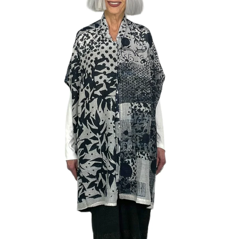 MONOTONE TWILIGHT PRINT SHIRT PONCHO